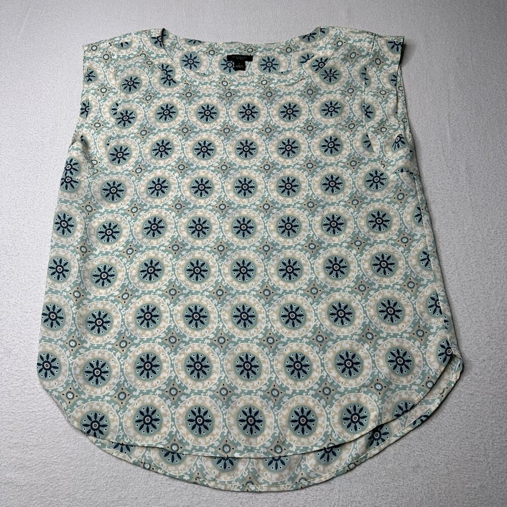 Ann Taylor Factory Womens Knit Sleeveless Blue Green Lightweight Blouse Size S